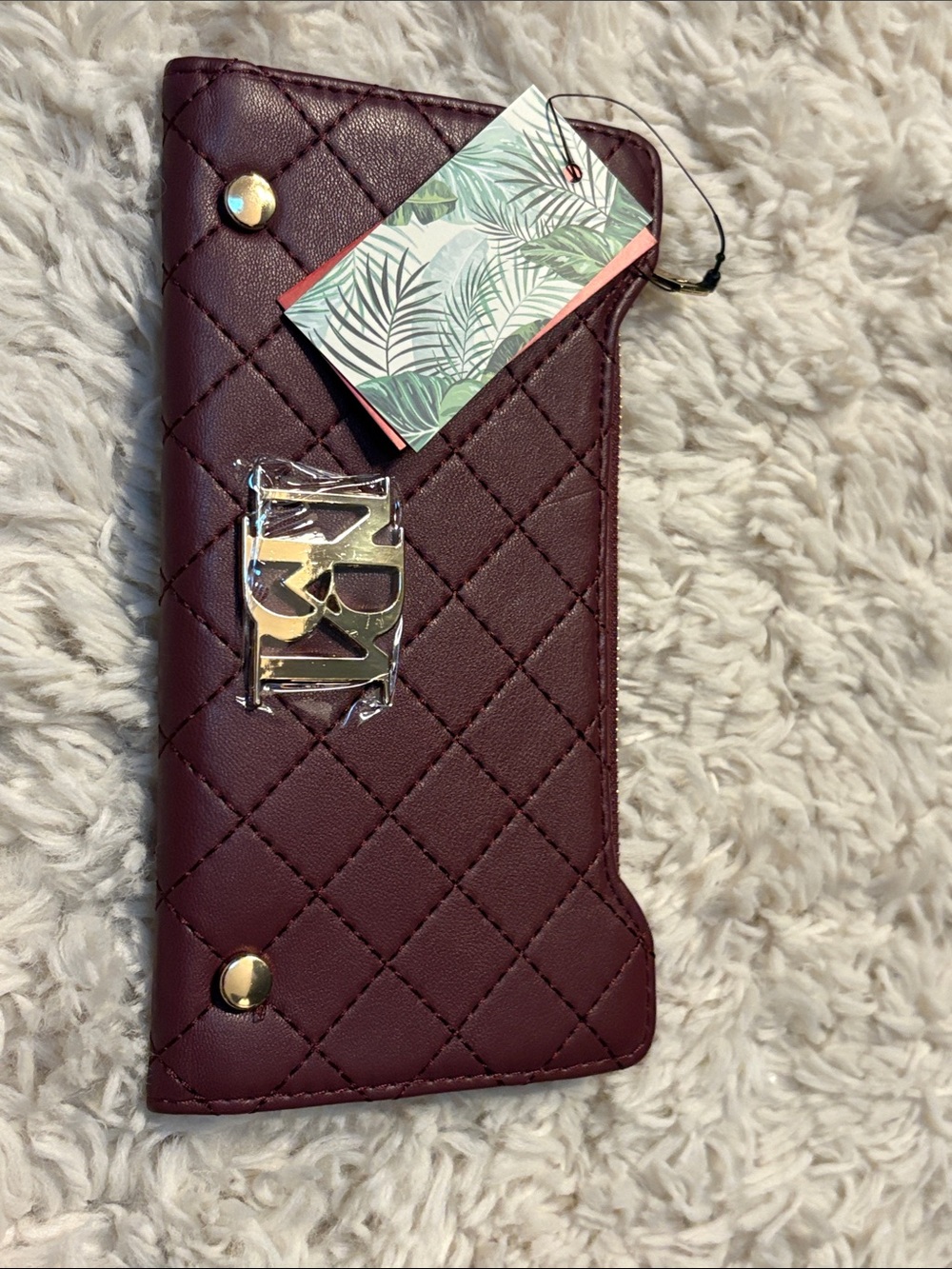 Badgley Mischka Pulm quilted faux leather long wallet